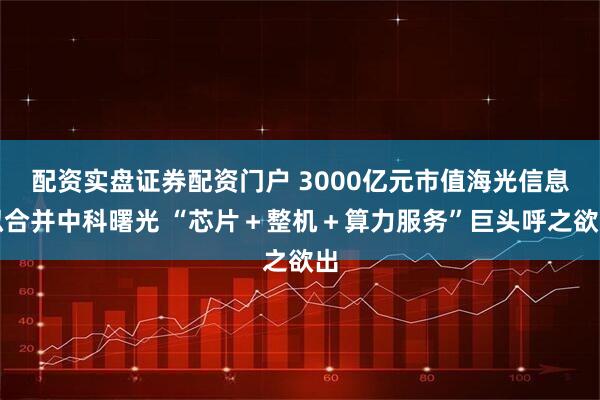 配资实盘证券配资门户 3000亿元市值海光信息拟合并中科曙光 “芯片＋整机＋算力服务”巨头呼之欲出